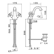 Смеситель для раковины Kerama Marazzi Muse 9125KM.31.023 Потертая бронза-1