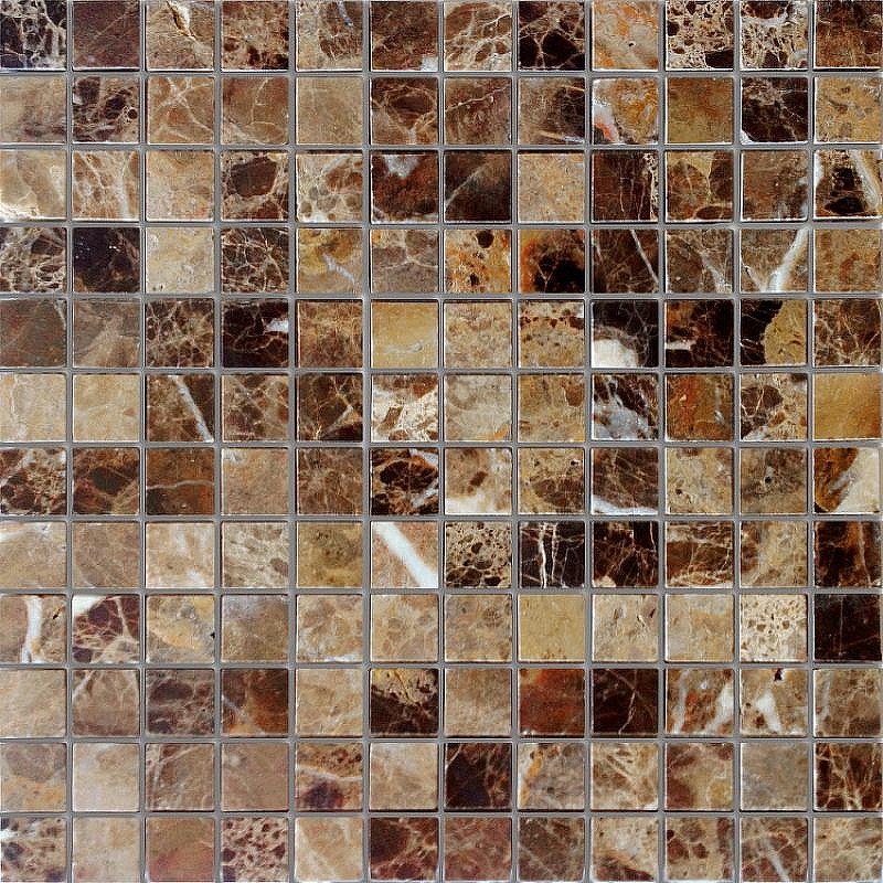 Мозаика Caramelle mosaic Pietrine 7 мм Emperador Dark POL 