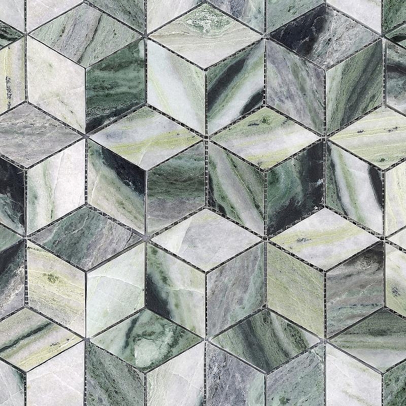Мозаика Caramelle mosaic Pietrine 7 мм Onice Verde oliva POL Diamond 