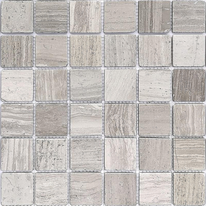 Мозаика Caramelle mosaic Pietrine 7 мм Travertino Silver MAT 