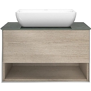 Тумба под раковину Kerama Marazzi Plaza Modern 80 PLB.M.80.1\OAK.O подвесная Белая глянцевая Дуб Орегон