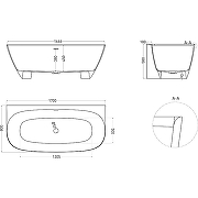 Ванна из искусственного камня Salini Sofia Wall 170х80 102512G Белая глянцевая-6