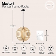 Подвесной светильник Maytoni Roots MOD197PL-01W цвет плафона/подвески Бежевый, цвет арматуры Черный-5