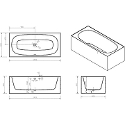 Ванна из искусственного камня Abber Blitz 180x85 AS9501GB Белый мрамор без гидромассажа-3