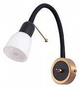 Настенный светильник Artelamp Lettura A7009AP-1BK цвет плафона/подвески Белый, цвет арматуры Черный