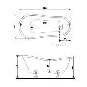 Ванна из искусственного камня Gruppo Treesse Epoca 170x80 V5071 cr без гидромассажа-4