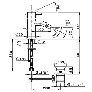 Смеситель для биде Cisal Less New LN00055040 Черный матовый-1