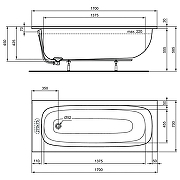 Акриловая ванна Ideal Standard I.Life 170x70 4в1 PT475967 без гидромассажа, с ножками, панелью и крепежом-9