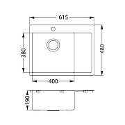 Кухонная мойка Alveus Quarto 20 BRS-90 615x480 1124383 Брашированная сталь-2