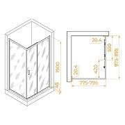 Душевой уголок RGW Passage PA-245 100x80 410824580-11 профиль Хром стекло прозрачное-1