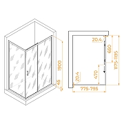 Душевой уголок RGW Passage PA-245 120x80 410824582-11 профиль Хром стекло прозрачное-1