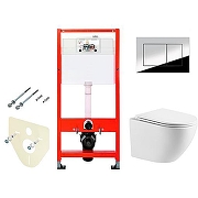 Унитаз с инсталляцией WellWant Aura WWU01121WK + Tece Profil 9400412 с сиденьем Микролифт и клавишей смыва Хром глянцевый-7