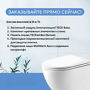 Унитаз с инсталляцией WellWant Aura WWU01121WK + Tece Base 9400413 с сиденьем Микролифт и Белой клавишей смыва-3