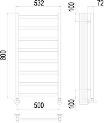 Водяной полотенцесушитель Terminus Аврора П8 500x800 4670078529947 цвет Хром, нижнее подключение, G 1/2