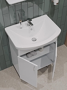 Тумба с раковиной Orange Лайт 60 LA-60TUW+GR Белый глянец-7