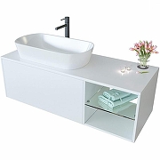 Тумба c раковиной SanVit Оскар 100 L koskar100L подвесная Белая-3
