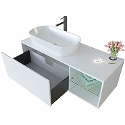 Тумба c раковиной SanVit Оскар 100 L koskar100L подвесная Белая-5