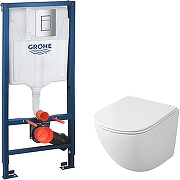 Комплект унитаза Owl 1975 Vind Cirkel-H TOWLT190302 с инсталляцией Grohe Rapid SL 38772001 с сиденьем Микролифт и клавишей смыва Хром-1