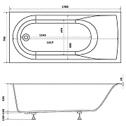 Ванна из искусственного камня Good Door Афина 170х70 ВА00026 без гидромассажа-4