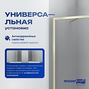 Шторка на ванну WasserKRAFT Abens 80 20W01-80 BG Fixed WasserSchutz профиль Матовое золото стекло прозрачное-3
