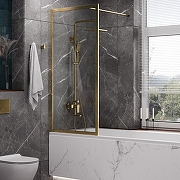 Шторка на ванну WasserKRAFT Abens 80 20W01-80 BG Fixed WasserSchutz профиль Матовое золото стекло прозрачное-7