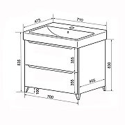 Тумба с раковиной Azario Lotos 70/2 Н CS00081986 Белая-3