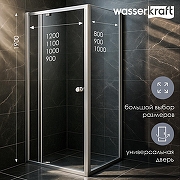 Душевой уголок WasserKRAFT Aula 110х90 11P15 профиль Хром стекло прозрачное-3