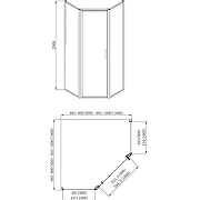 Душевой уголок Azario Richmond 100х100 L AZ-NAG3231 1000 Black профиль Черный стекло прозрачное-2