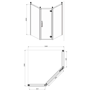 Душевой уголок Azario Ontario 100х100 R AZ-NBB3231 1000 GOLD профиль Золото стекло прозрачное-2