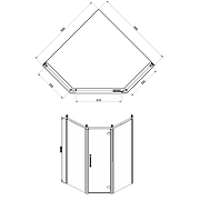 Душевой уголок Azario Ontario 90х90 R AZ-NBB3231 900 GOLD профиль Золото стекло прозрачное-2