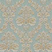 Обои Kerama Marazzi Palazzo KM5503 Винил на флизелине (1,06*10,05) Серый/Зеленый/Бежевый, Штукатурка/Дамаск