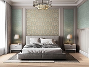 Обои Kerama Marazzi Palazzo KM5503 Винил на флизелине (1,06*10,05) Серый/Зеленый/Бежевый, Штукатурка/Дамаск-2