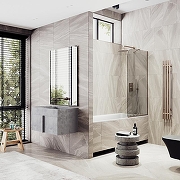 Шторка на ванну Maybah Glass MGV-151-2у 740x1400 в узком профиле Бронза стекло бронзовое-1