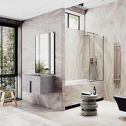 Шторка на ванну Maybah Glass MGV-154-2у 740x1400 в узком профиле Бронза стекло прозрачное-1