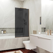 Шторка на ванну Maybah Glass MGV-87-2у 700x1400 в узком профиле Бронза стекло графитовое матовое