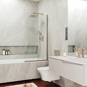 Шторка на ванну Maybah Glass MGV-94-2у 800x1400 в узком профиле Бронза стекло сатиновое