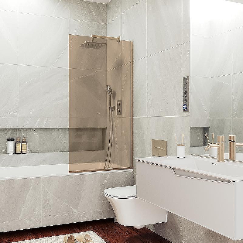 Шторка на ванну Maybah Glass MGV-71-2у 900x1400 в узком профиле 