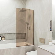 Шторка на ванну Maybah Glass MGV-71-2у 900x1400 в узком профиле Бронза стекло бронзовое-1
