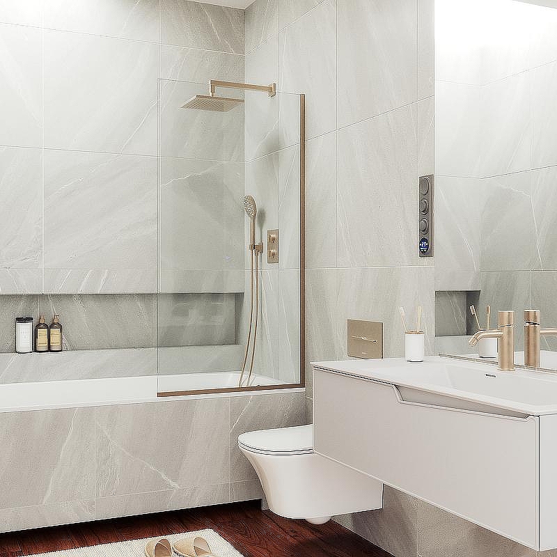 Шторка на ванну Maybah Glass MGV-65-2у 900x1400 в узком профиле 