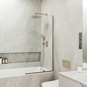 Шторка на ванну Maybah Glass MGV-65-2у 900x1400 в узком профиле Бронза стекло прозрачное-1