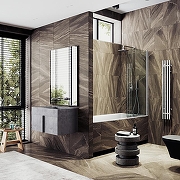 Шторка на ванну Maybah Glass MGV-596-5 400x1400 поворотная на монопетле Хром матовый стекло прозрачное-1