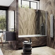 Шторка на ванну Maybah Glass MGV-596-5 400x1400 поворотная на монопетле Хром матовый стекло прозрачное-2