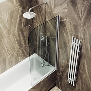 Шторка на ванну Maybah Glass MGV-596-5 400x1400 поворотная на монопетле Хром матовый стекло прозрачное-3