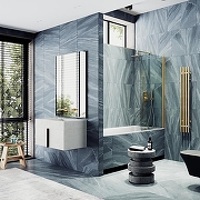 Шторка на ванну Maybah Glass MGV-598-3 600x1400 поворотная на монопетле Золото стекло прозрачное-1