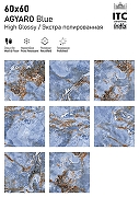 Керамогранит ITC Ceramic AGYARO Blue High Glossy Голубой Полированный 60x60 см-2