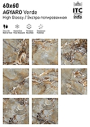 Керамогранит ITC Ceramic AGYARO Verde High Glossy Зеленый Полированный 60x60 см-3