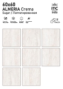 Керамогранит ITC Ceramic ALMERIA Crema Sugar Бежевый Лаппатированный 60x60 см-2