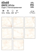 Керамогранит ITC Ceramic ONYX White Sugar Белый Лаппатированный 60x60 см-6