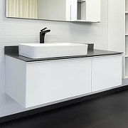 Тумба с раковиной Comforty Милан 120 00-00014697 подвесная Белая глянцевая Графит-1