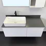 Тумба с раковиной Comforty Милан 120 00-00014697 подвесная Белая глянцевая Графит-2